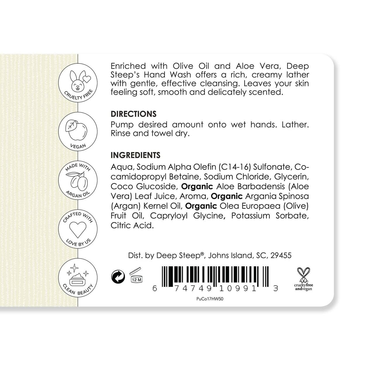 Deep Steep Coconut Oil Hand Wash, Pure, 17.6 Fluid Ounce