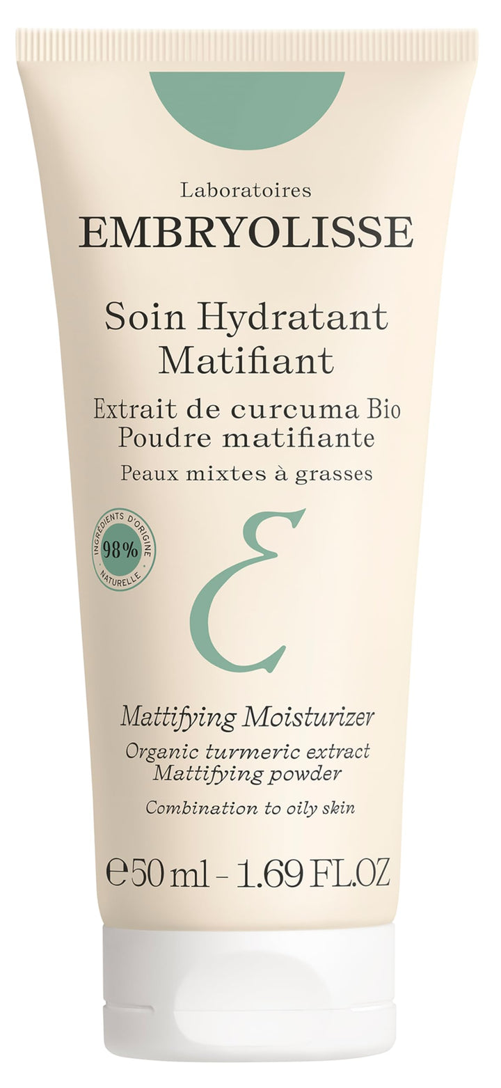 Embryolisse Mattifying Moisturizer, Oil-Control Face Cream with Organic Turmeric Extract. Lightweight Hydration, Non-Comedogenic for Oily & Combination Skin, 1.69 fl oz
