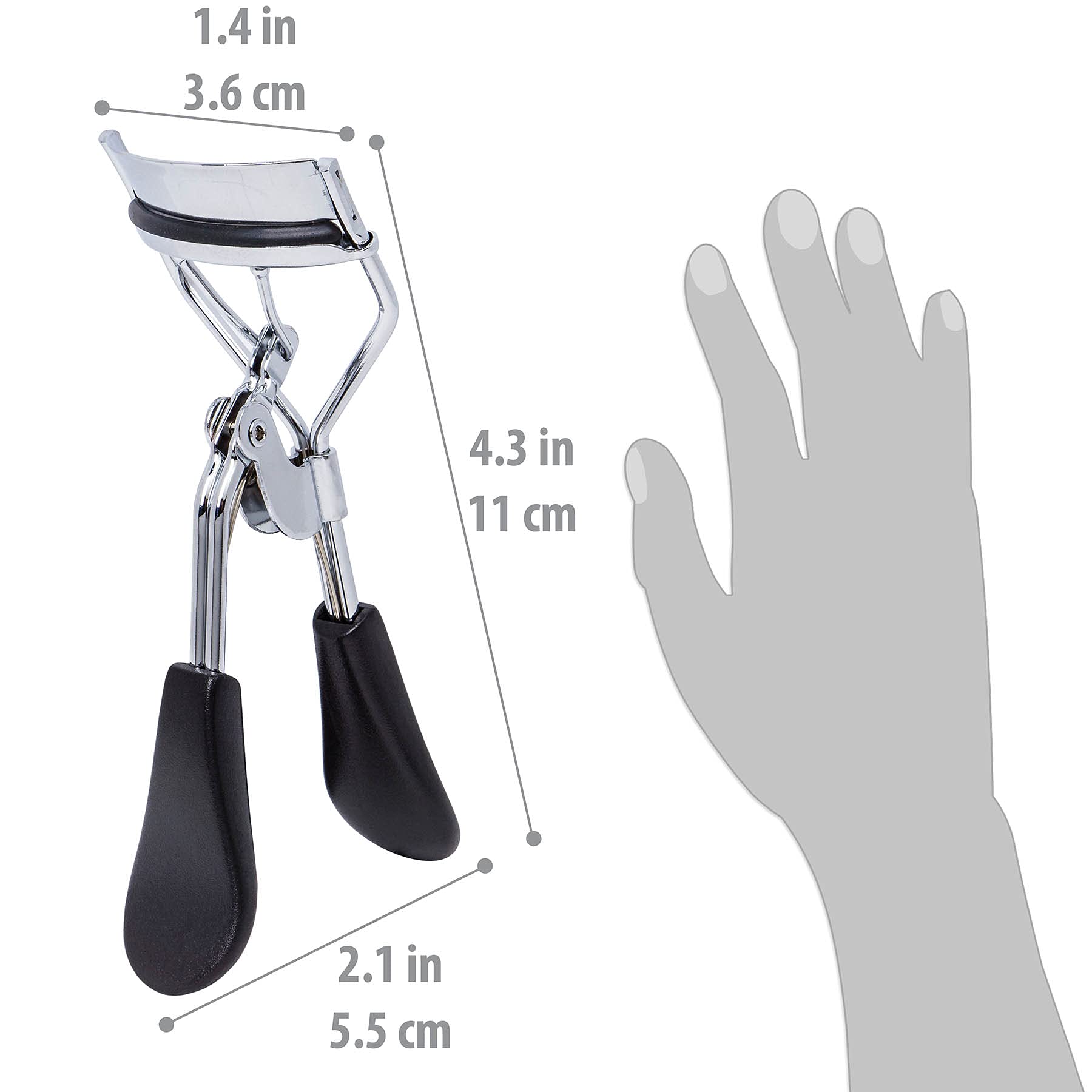 SHANY Luxe Lashes Eyelash Curler - Professional Makeup Tool for Eyelashes with Two Silicone Refill/Replacement Pads - Black and Silver