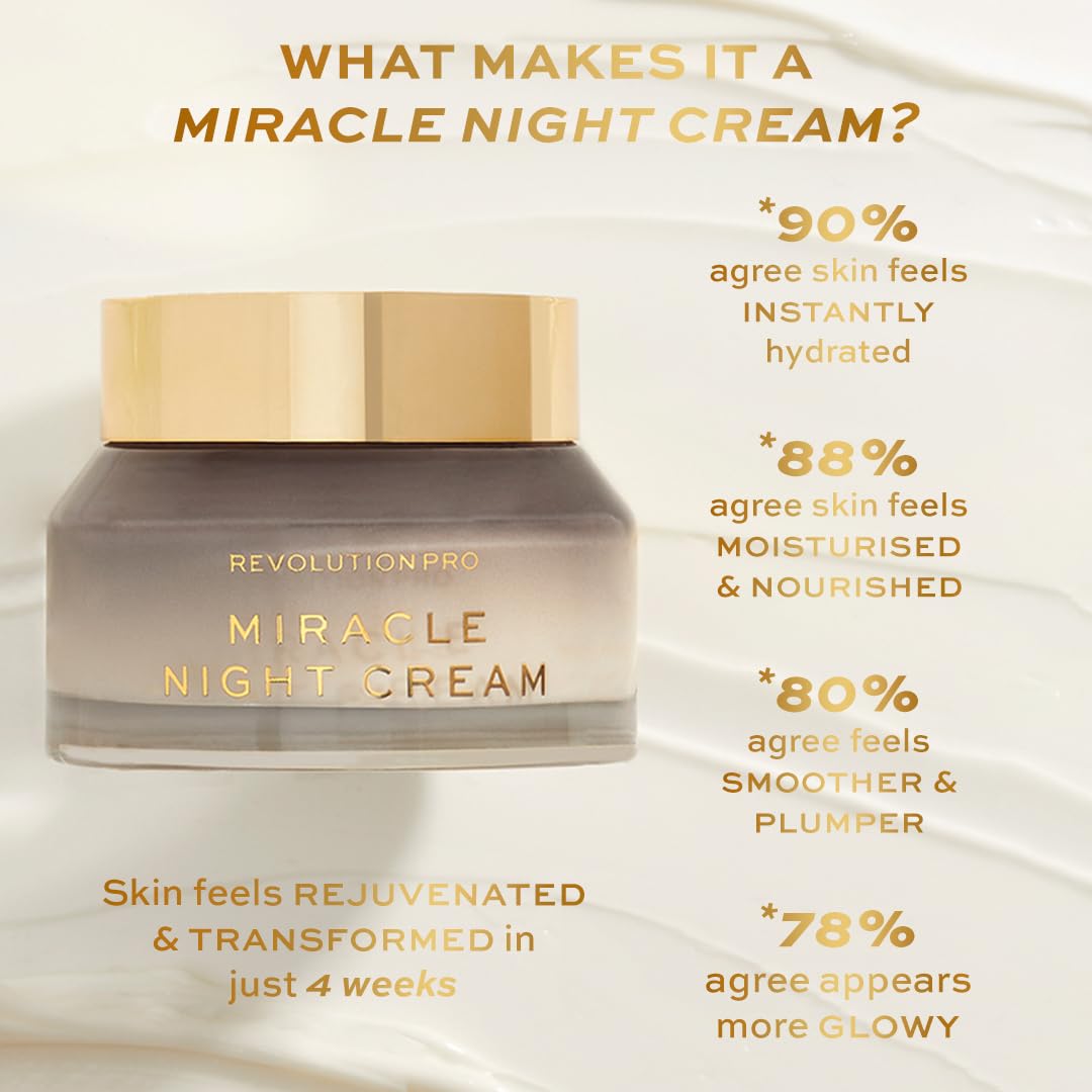 Revolution Pro, Miracle Night Cream, Overnight Face Cream, Helps to Smooth & Plump Skin with Retinol & Vitamin E, 1.69 oz