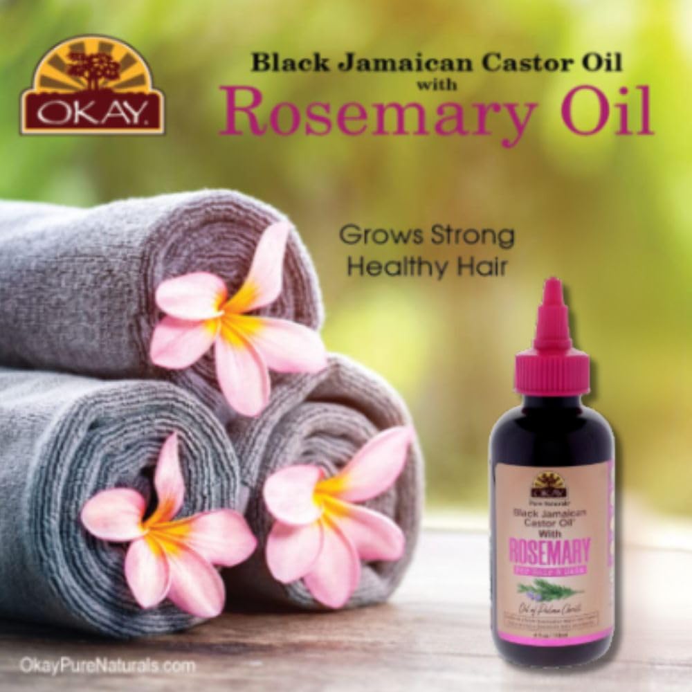 Okay Black Jamaican Castor Oil with Rosemary, 4 Ounce