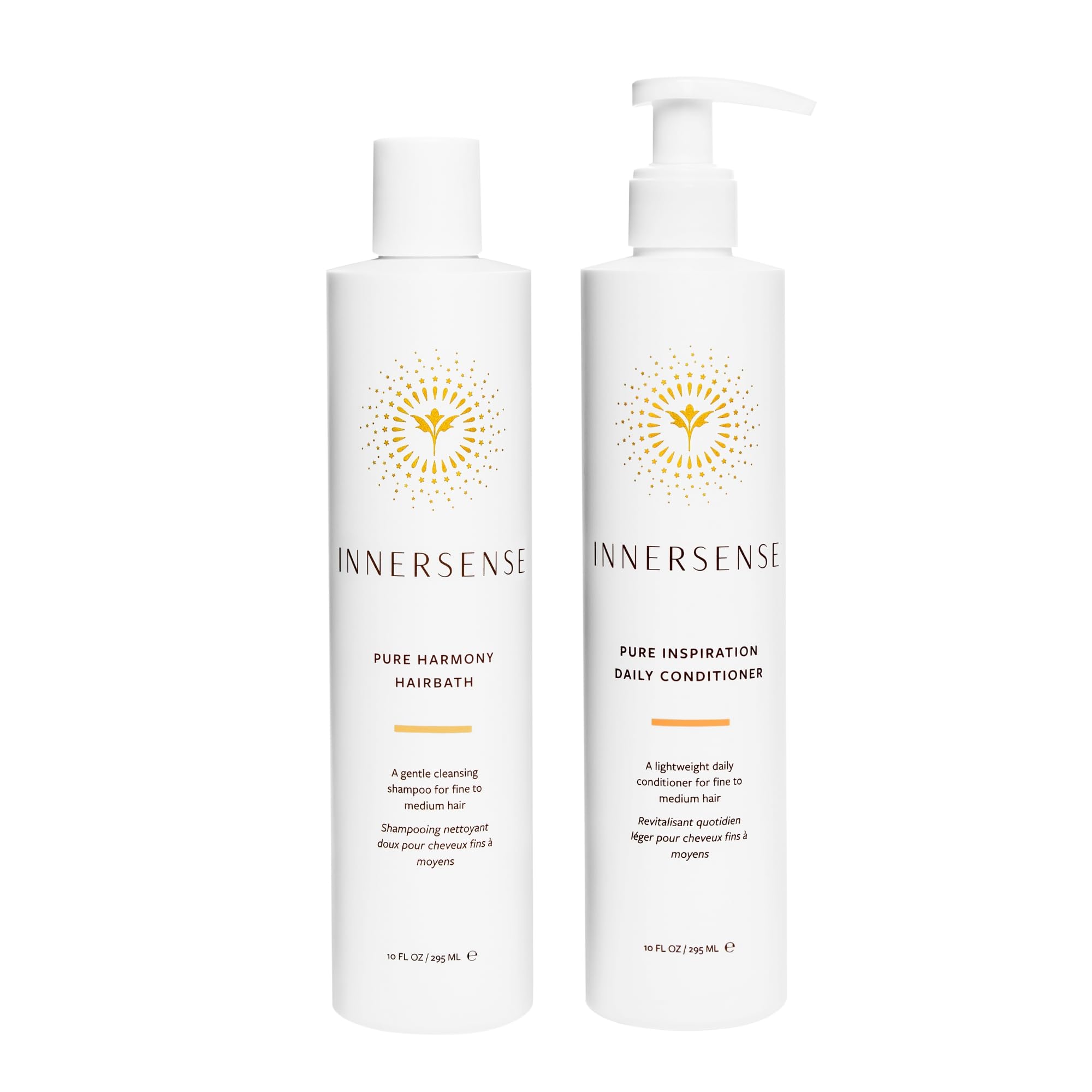 INNERSENSE Organic Beauty - Pure Harmony Hairbath Shampoo + Inspiration Conditioner Duo | Non-Toxic, Cruelty-Free, Clean Haircare (10 fl oz each)