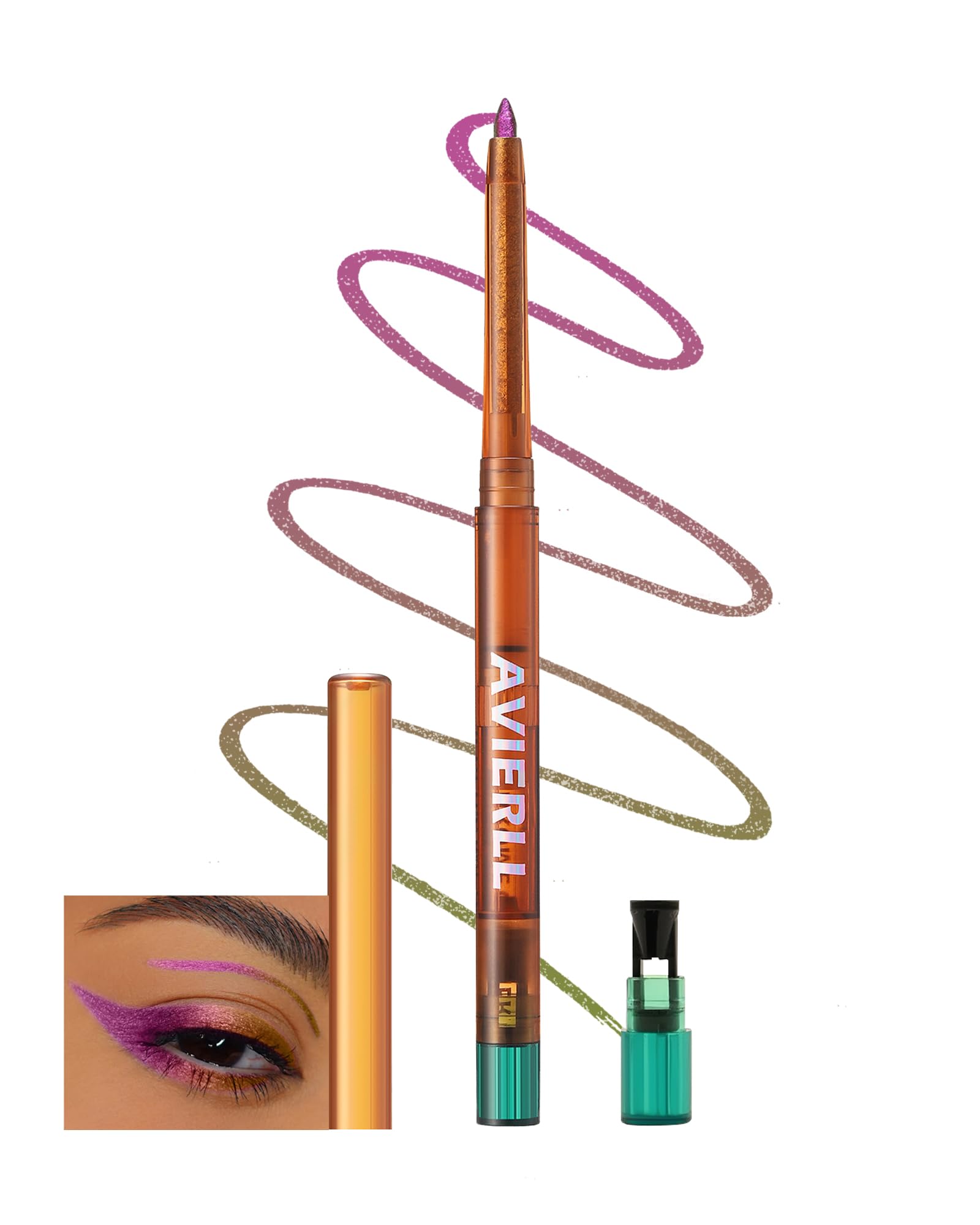 Metallic Multichrome Eyeliner Pencil, Pink Glitter Eyeliner Gel Eye Liner Pencils, Waterproof Smudge-proof Longwear, Multi-Use Sharpenable Colored Eyeliner Eyeshadow Makeup Pen, Delineador De Ojos-03