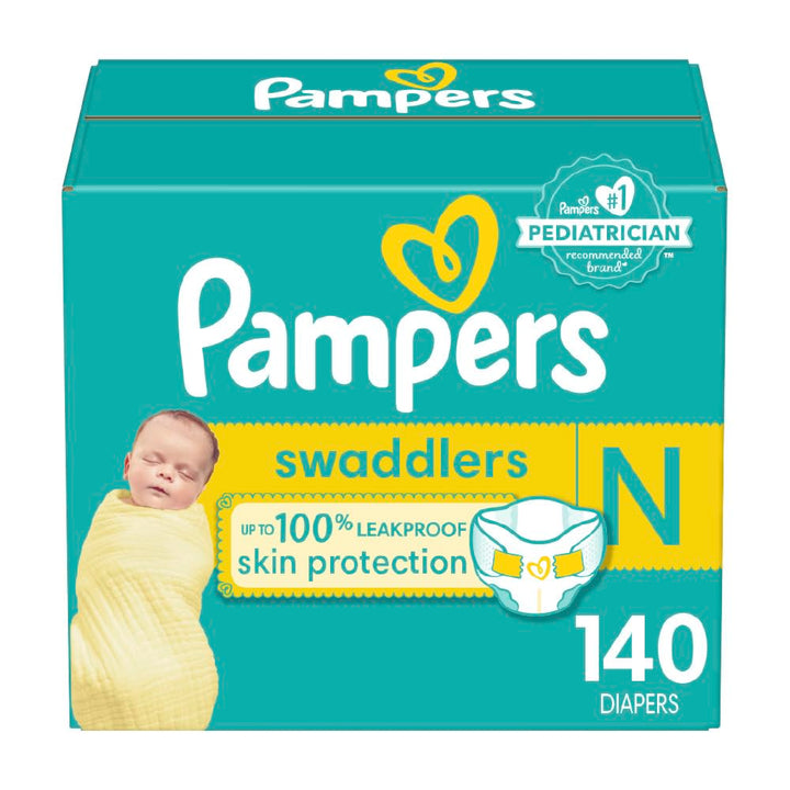 Pampers Baby Diapers - Swaddlers - Size 0, 140 Count, Ultra Absorbent Disposable Newborn Diaper