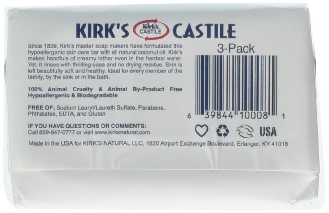 Kirk's Natural Castile Soap Original -- 4 oz Each / Pack of 3
