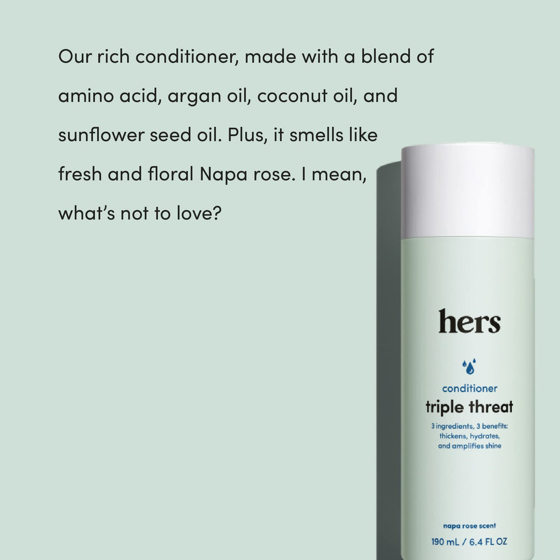 hers Triple Threat Conditioner for Women, 2 Pack - Thickening, Moisturizing, Reduces Shedding - Color Safe Hair Loss Conditioner - Napa Rose - 2 x 6.4 fl oz