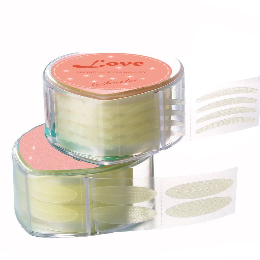 Scala Pro 600 Pcs by a Box Makeup Breathable Eyelid Tape Big Eye Decoration Invisible Fold Eyelid Shadow Sticker Double Eyelid Tape Tool(with Fork rods)(Slim)