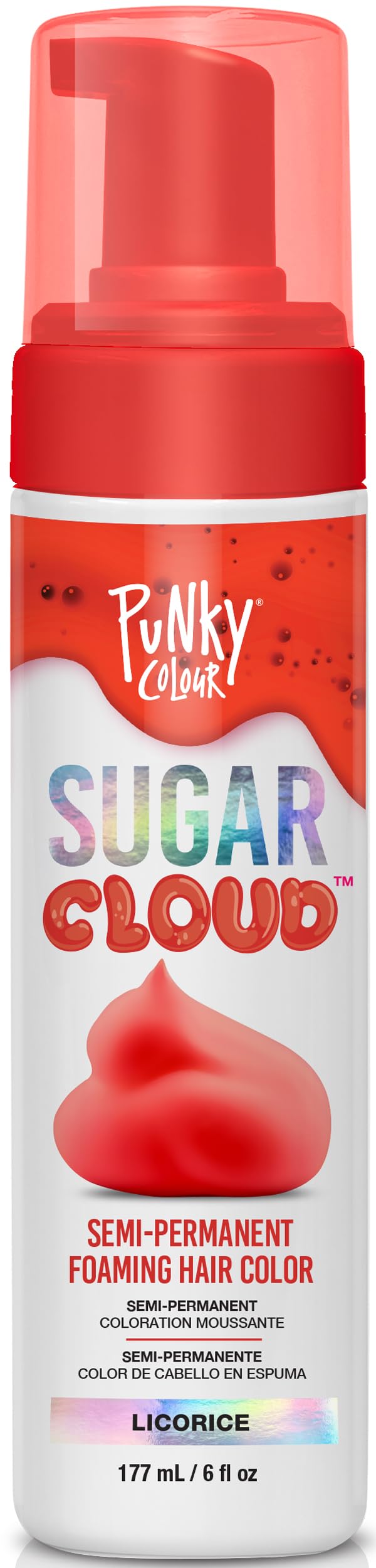 Punky Sugar Cloud Semi-Permanent Foam Hair Color, Licorice - Vibrant Hair Dye for Long-Lasting Color, Easy Application Foam Hair Dye, 6 fl oz.