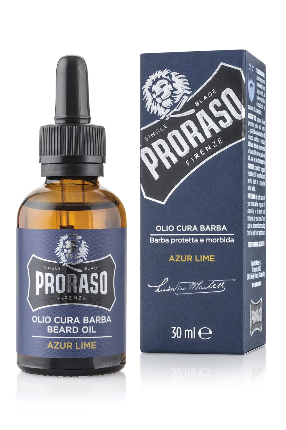 Proraso Single Blade Beard Oil, Azur Lime, 1 fl.oz.