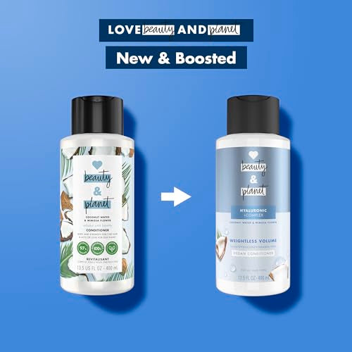 Love Beauty and Planet Weightless Volume Conditioner with Hylauronic acid Coconut Water & Mimosa Flower for Thin and Fine Hair Care 13.5 oz