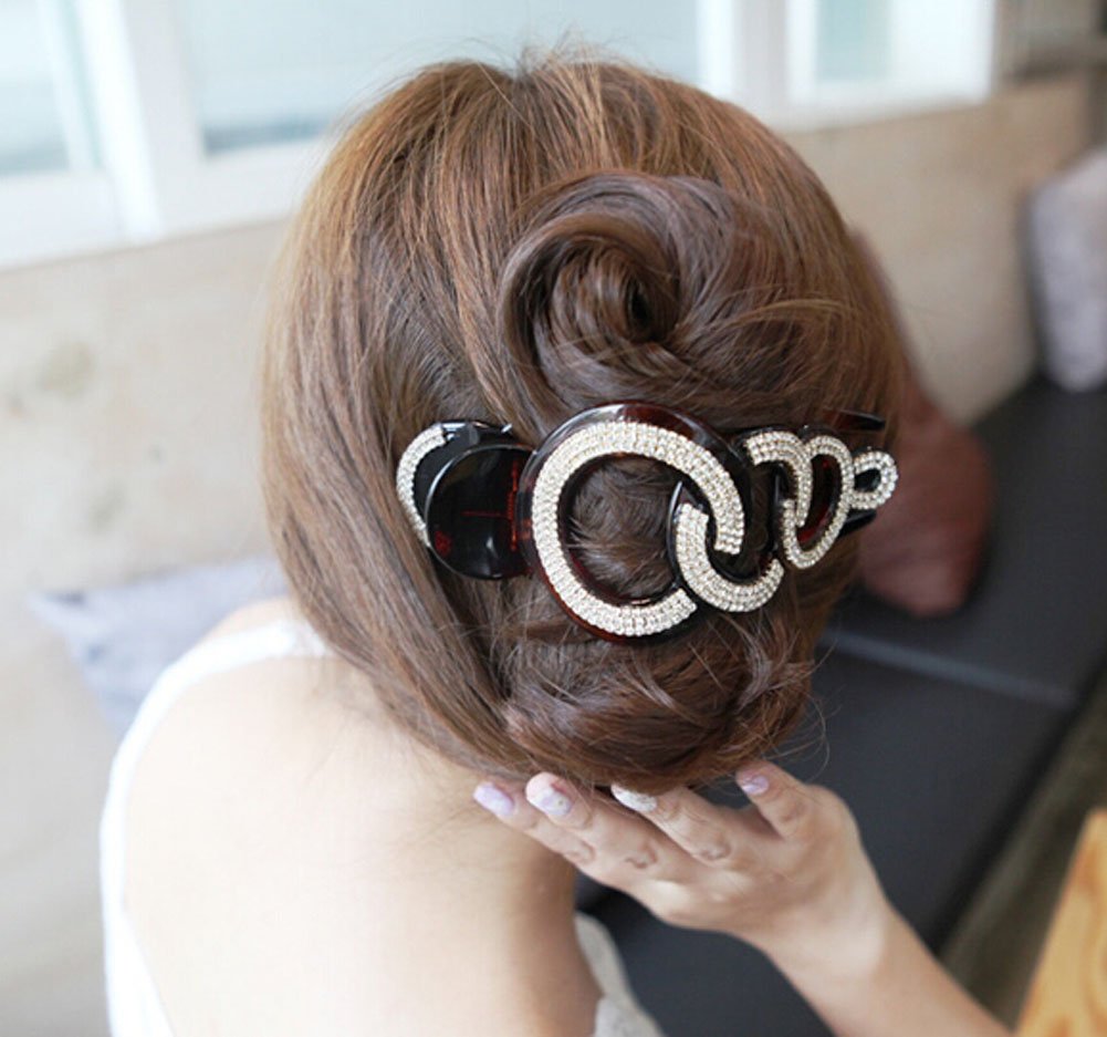 1PC Elegant Style Womens Hair AccessoriesÃ‚ Fancy Rhinestones Claw Clip Jaw Clips for Thick Hair (Brown)