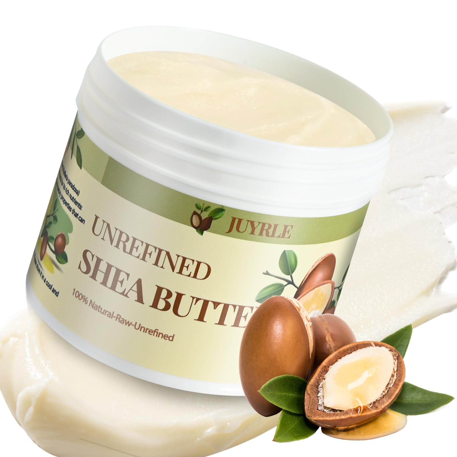 JUYRLE Shea Butter Raw Organic- Pure & Raw Virgin Unrefined, African Shea Butter for Hair, Extremely Dry Skin, DIY Whipped Moisturizing Body Lotion, Body Butter for Women and Men- 8oz