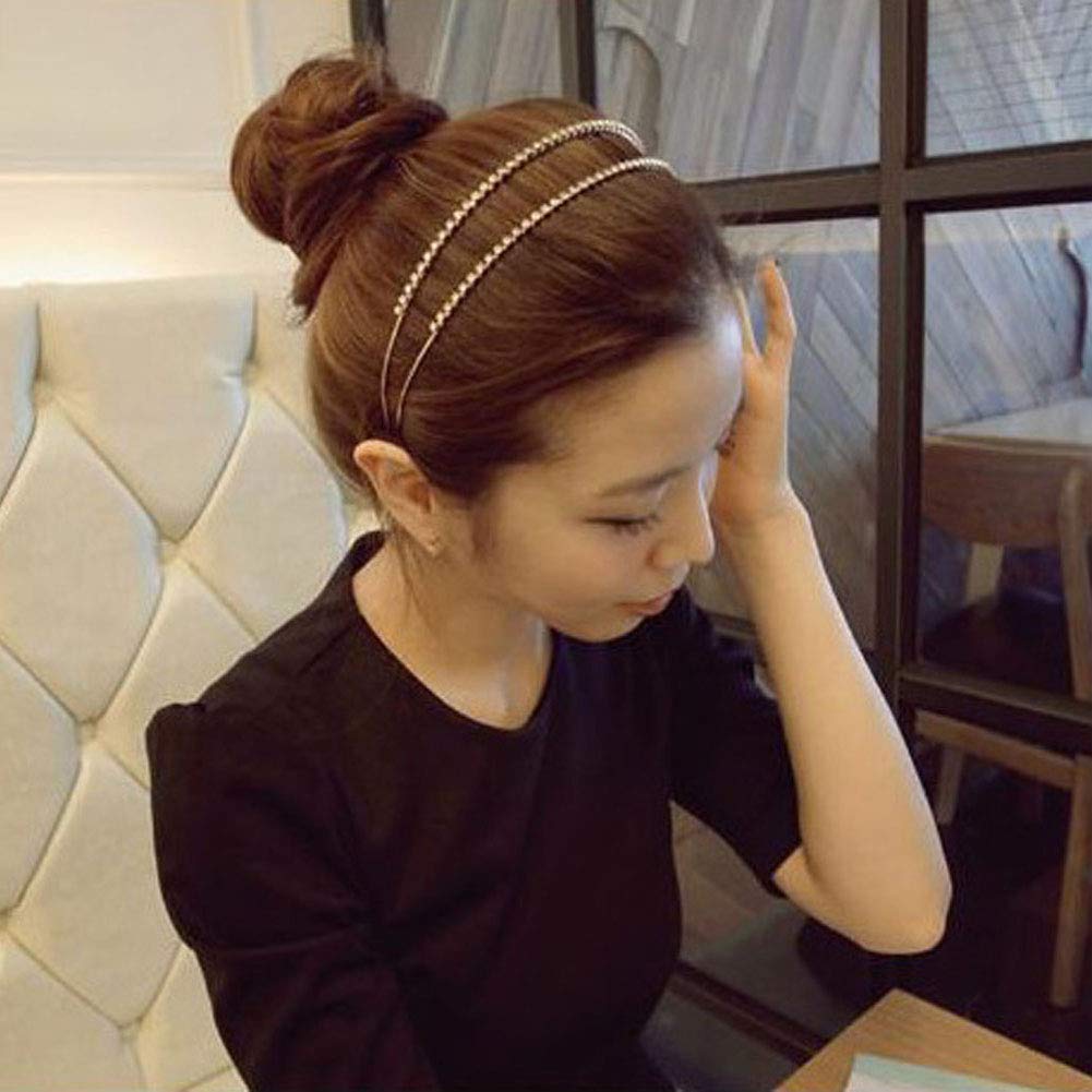 Fashion Double Row Fine Encrusted Rhinestone Claw Chain Hair Hoop Hair Bands - Simple Hair Accessories Headband for Woman Lady (Rose gold)