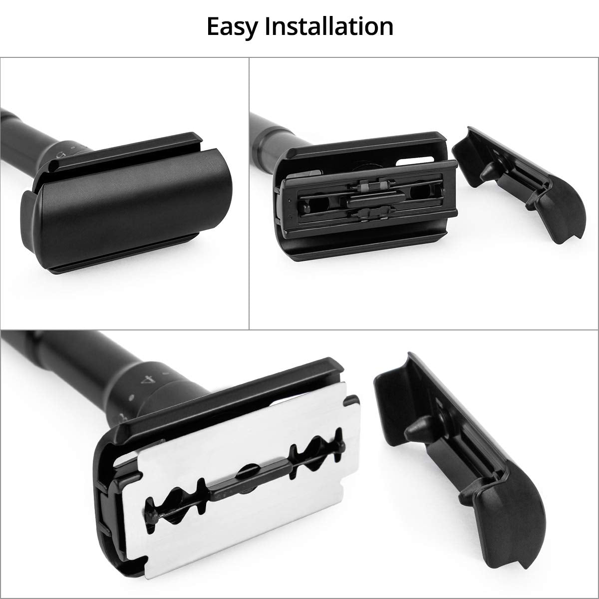 QSHAVE Adjustable Double Edge Safety Shaving Razor Deluxe Set (Razor with Stand)