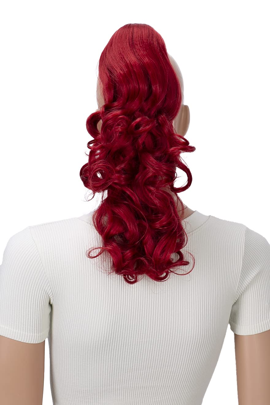 intense red #3100 H10-2 : PRETTYSHOP 16 OR 20 Hair Piece Clip On Pony Tail Extension 2 IN 1 Curled Wavy Heat-Resisting intense red #3100 H10-2