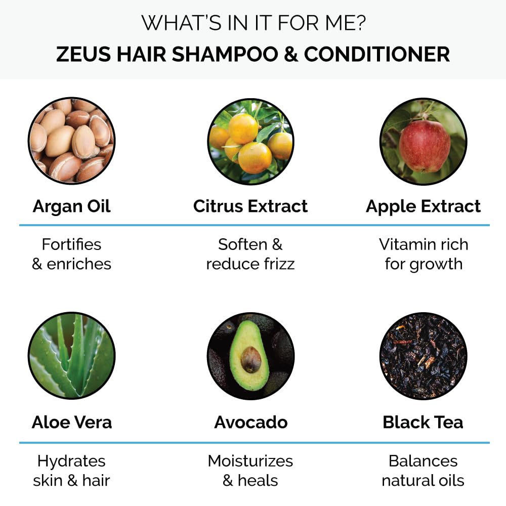 ZEUS Moisturizing Daily Hair Wash Set – Shampoo & Conditioner Combo with Natural Fruit Extracts for Healthy, Stronger & Smoother Hair (Made in USA) Verbena Lime