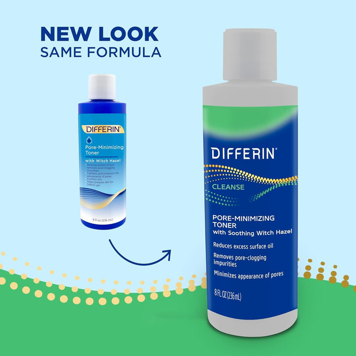 Differin Witch Hazel Toner for Face, Pore-Minimizing Skin Toner by the makers of Differin Gel, Gentle Skin Care for Acne Prone Sensitive Skin, 8 oz (Packaging May Vary)