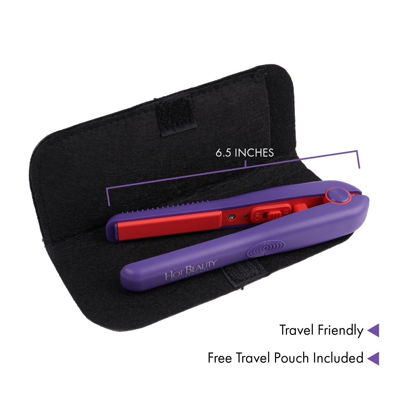 Hot Beauty Professional Ceramic Mini Flat Iron 1/2 Anti-Frizz Extreme Smooth- (Violet HFIM050NV)