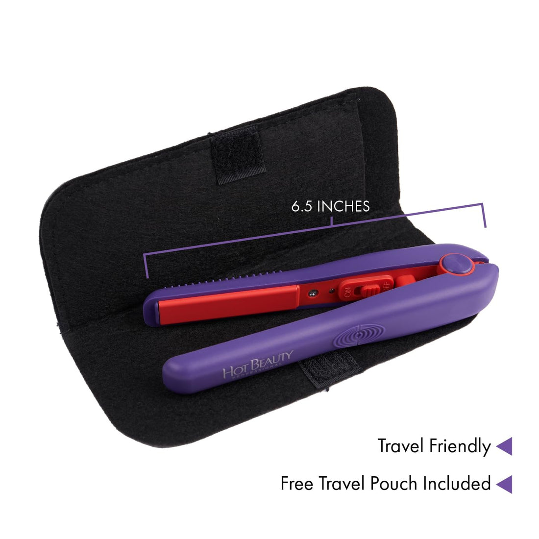 Hot Beauty Professional Ceramic Mini Flat Iron 1/2 Anti-Frizz Extreme Smooth- (Violet HFIM050NV)