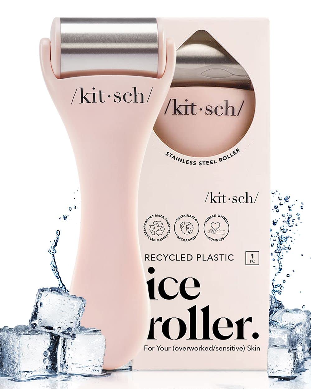 Kitsch Ice Roller, Stainless Steel Facial Roller, Cooling Face Roller