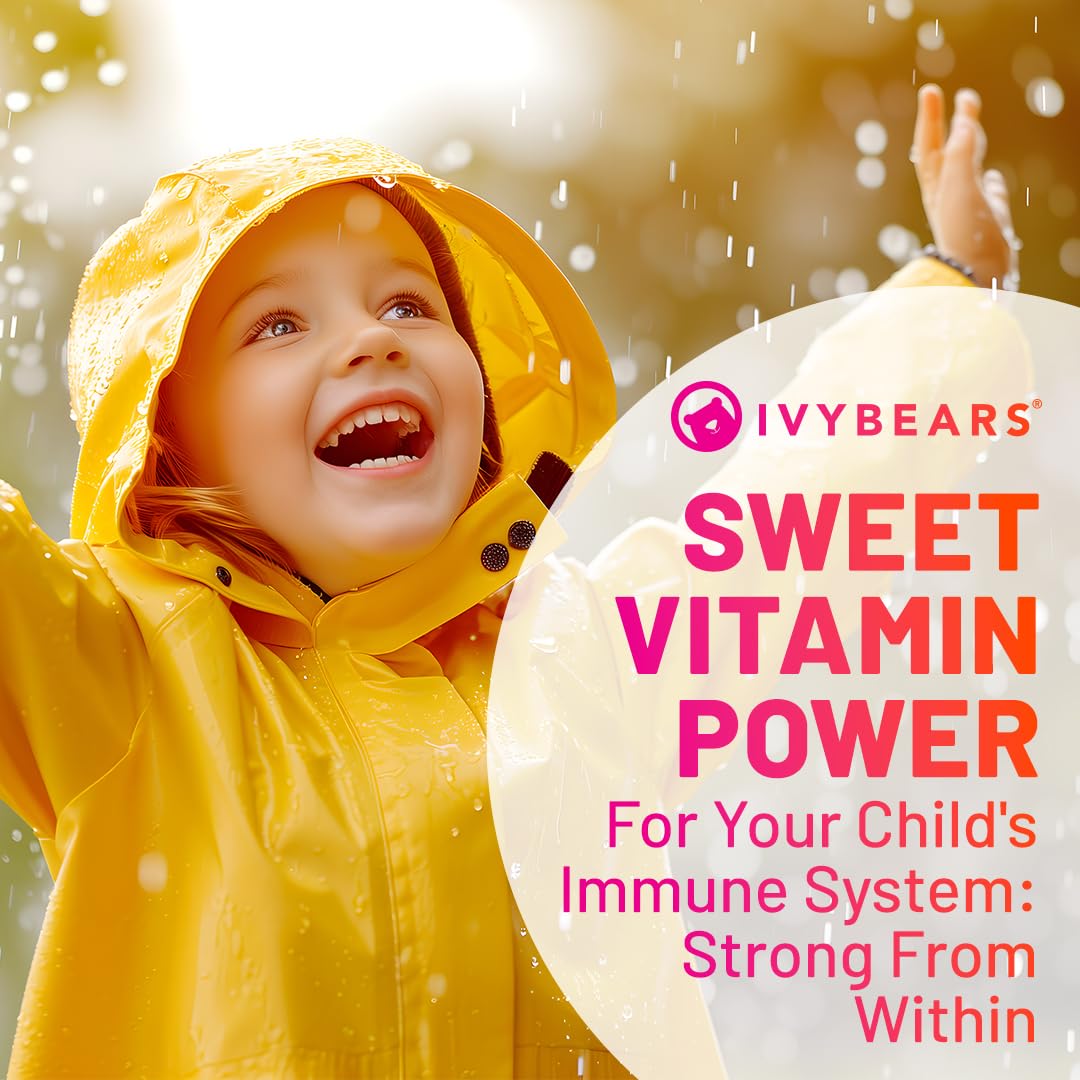 IvyBears Superpower Kids | Berry-Flavored Multivitamins | Vitamin C, D2, B6, and A | Made in Germany with Expert Care