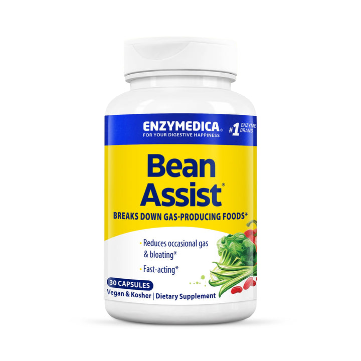 Enzymedica, Bean Assist, Fast-Acting Digestive Enzymes for Gas and Bloating, 30 Capsules