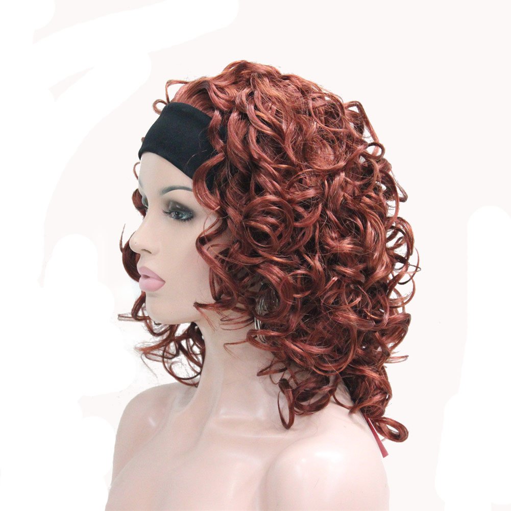 #130-Fox Red: Aimole Short Curly Wigs Women'S Wig 3/4 Half Head Wig With Black Headband(130-Fox Red)