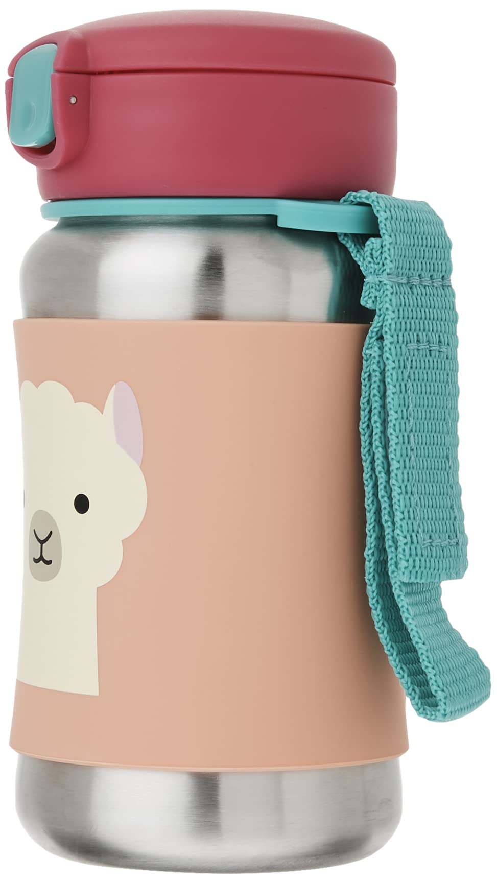 Skip Hop Toddler Sippy Cup with Straw, Zoo Stainless Steel Straw Bottle, Llama, 350 milliliters
