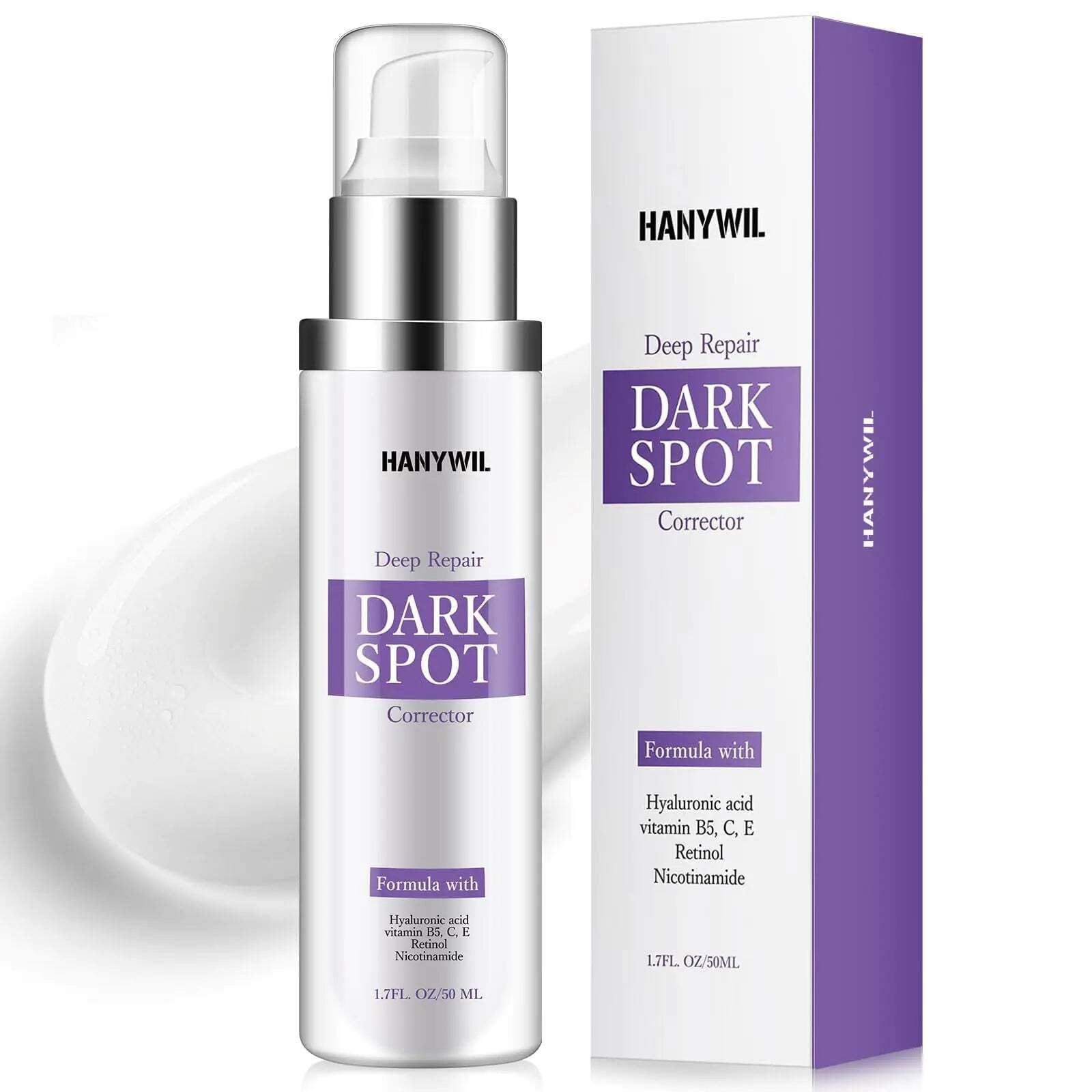 HANYWIL Dark Spot Remover for Face and Body, Corrector Cream, Sun and Age Spot Treatment, Rapid Tone Repair Retinol (1.7 Fl Oz)