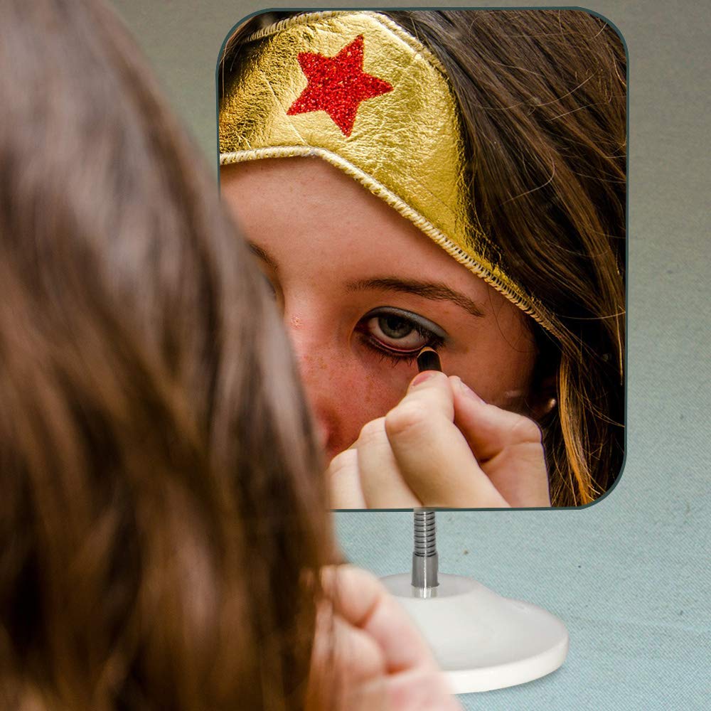 YEAKE Adjustable Flexible Gooseneck Makeup Mirror,360°Rotation Folding Portable Desk Vanity Mirror with Stand Shower Shaving Cosmetic Mirror Square