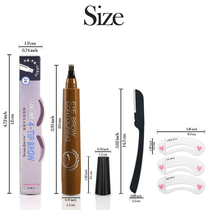 Eyebrow Pencil, Ksndurn 2 PCS Eyebrow Pencil Black - Waterproof Microblade Brow Pen, Eyebrow Tattoo Pen with a Micro-Fork Tip - Natural Looking Eyebrows Effortlessly with Gift