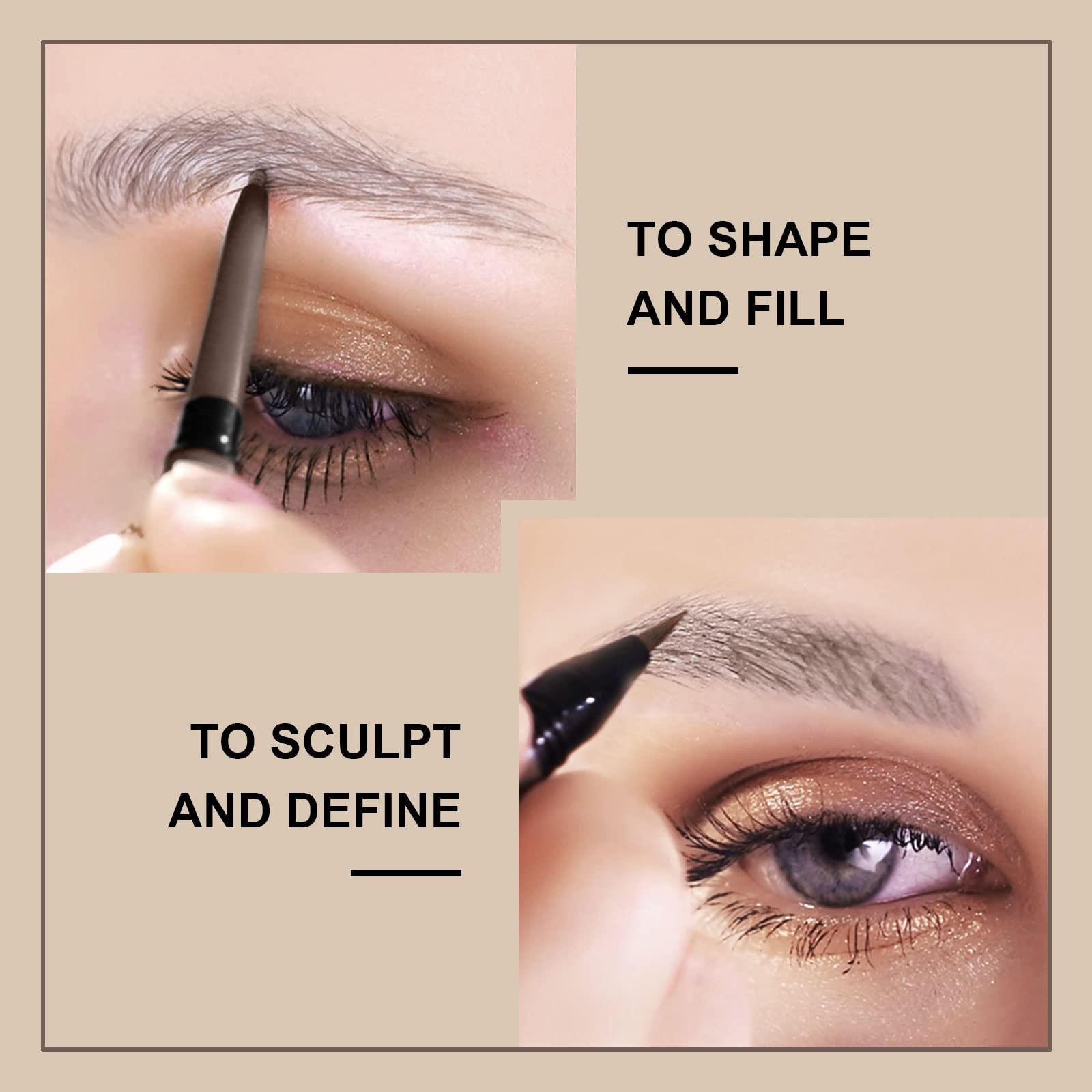 Music Flower 2 in 1 Eyebrow Pencil,Waterproof & Long Lasting Liquid Eyebrow Pen,Dual Ended Pencil Fills and Defines Brow Tint with the Precision & Definition of Microblading,Chestnut