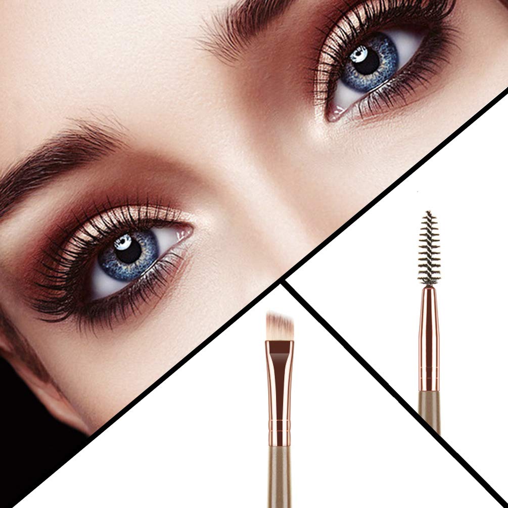 KINGMAS Eyebrow Brush, Professional Dual Angled Eye Brow Brush and Spoolie Brush Eyelash Comb Eyebrow Tool (Dark Brown)
