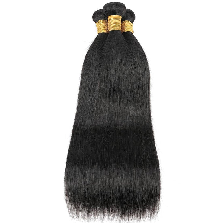 AUTTO Hair Unprocessed Peruvian Virgin Hair Straight Hair One Bundle 18inch Virgin Human Hair Weave Extension Weft Natural Black Color (100+/-5g)/bundle Can be Dyed and Bleached