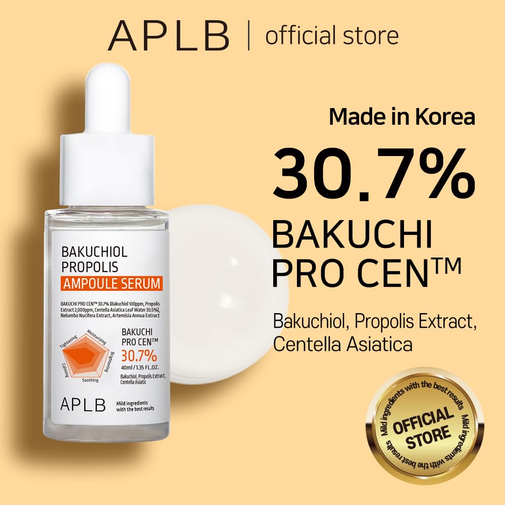 APLB Bakuchiol Propolis Ampoule Serum | BAKUCHI PRO CEN™ 30.7% 1.35 FL.OZ/Korean Skincare, Wrinkle care, Elasticity care, Revitalize for gentle and improve skin texture