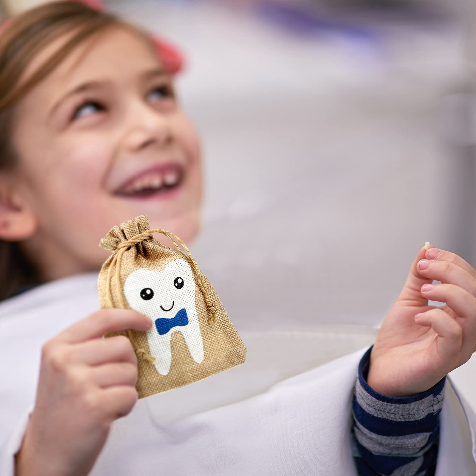 Tooth Fairy Bag Pouch for Boys and Girls to Place Under Pillow Milk Teeth Container Box for Toothfairy Tooth Holder Keepsake Gift for Kids Children Baby Shower Birthday (Blue Style)