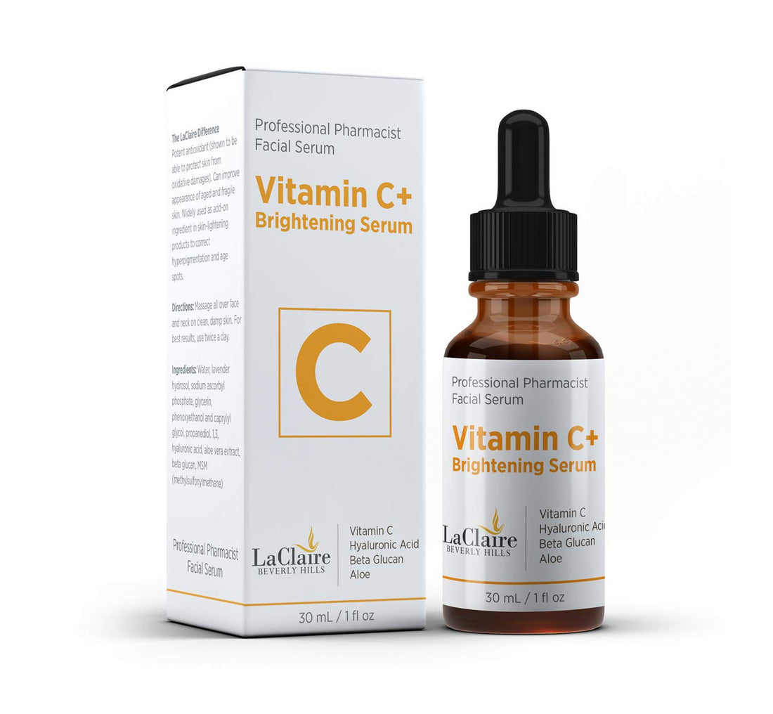 LaClaire Vitamin C+ brightening serum for face, with Hyaluronic acid, Made in the USA