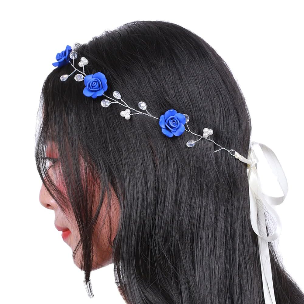Missgrace Crystal Bridal Blue Tiara Headband Wedding Hairpiece Evening Party Flower Crown Hair Accessories for wedding