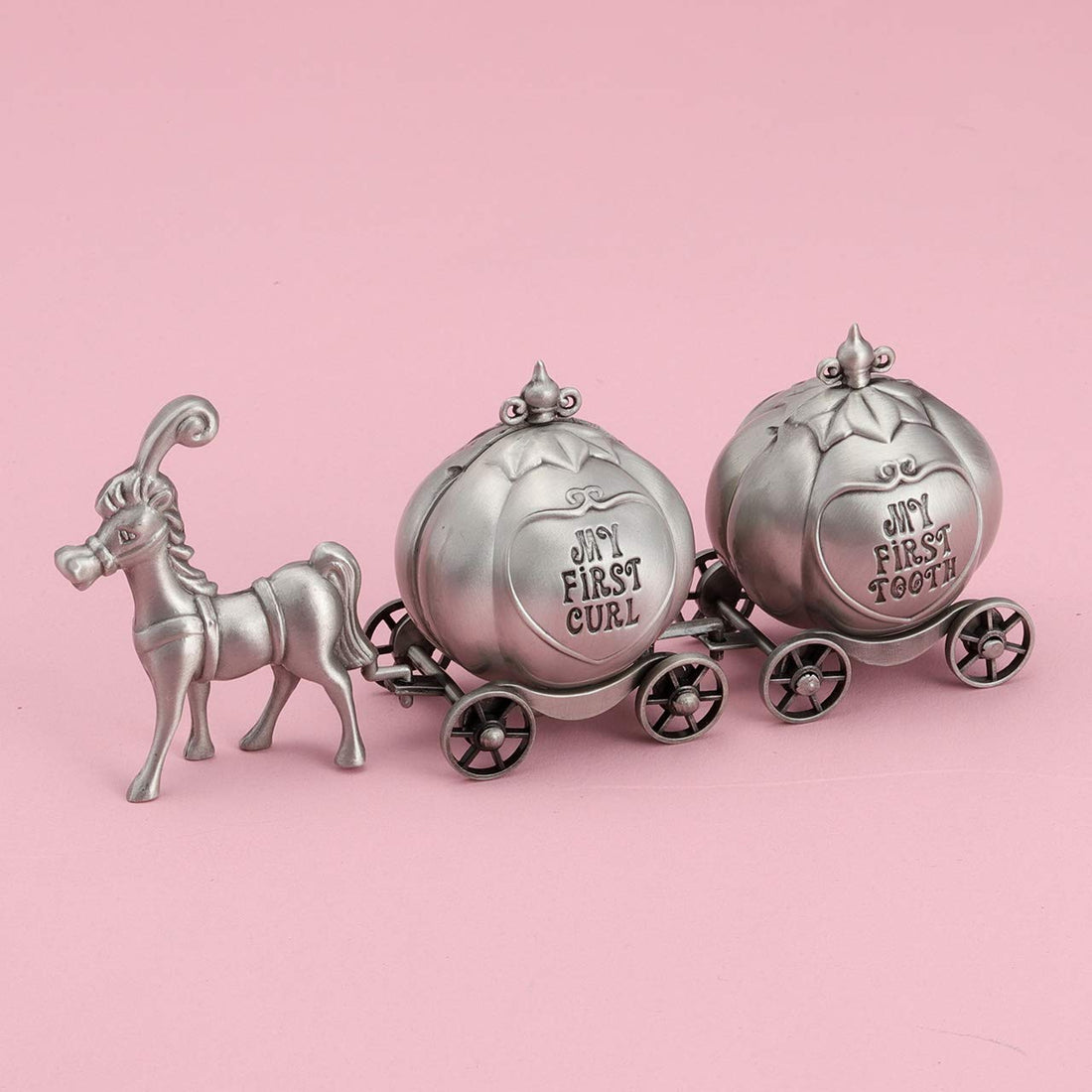 Yoption Baby First Haircut Keepsake and First Tooth Fairy Box Set, Zinc Alloy Pumpkin Carriage Baby Dropped Tooth Keepsake Storage Box Gift