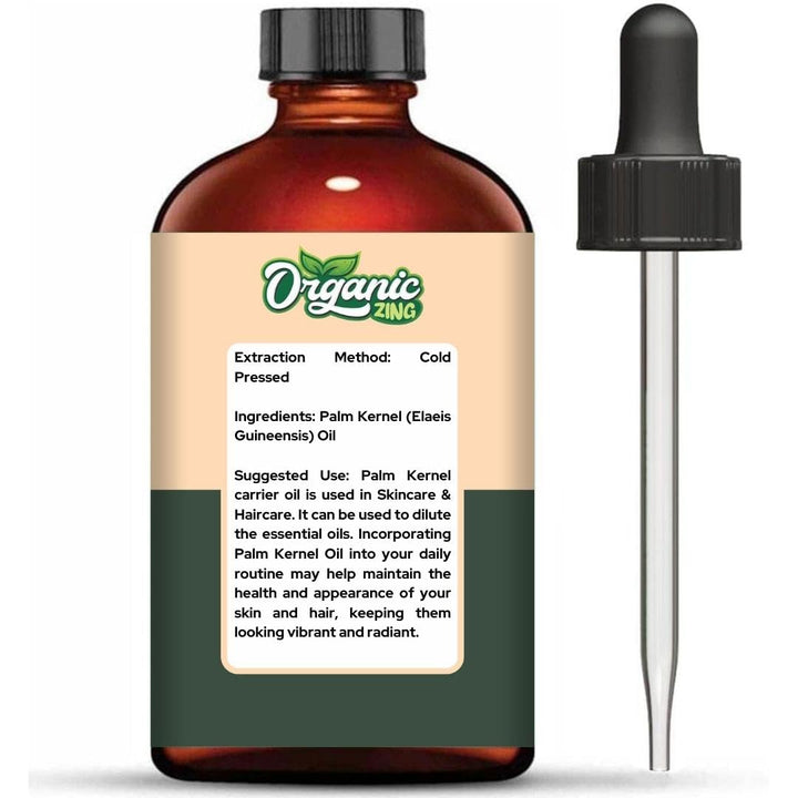 Organic Zing Palm Kernel (Elaeis Guineensis) Oil | Pure & Natural Carrier Oil for Skincare & Hair Care - 118ml/3.99fl oz