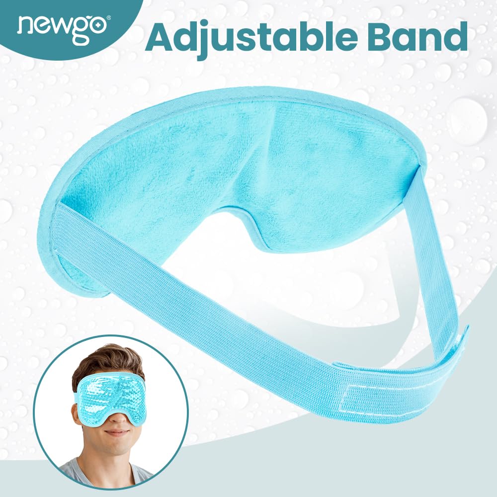 NEWGO Cooling Eye Mask Cold Gel Eye Mask for Eye Puffiness, Tired Eyes, Migraines, Stress, Itchy Eyes, Eye Lid Surgery, Eye Relief Mask for Sleeping, Skin Care, Eye Spa - Blue