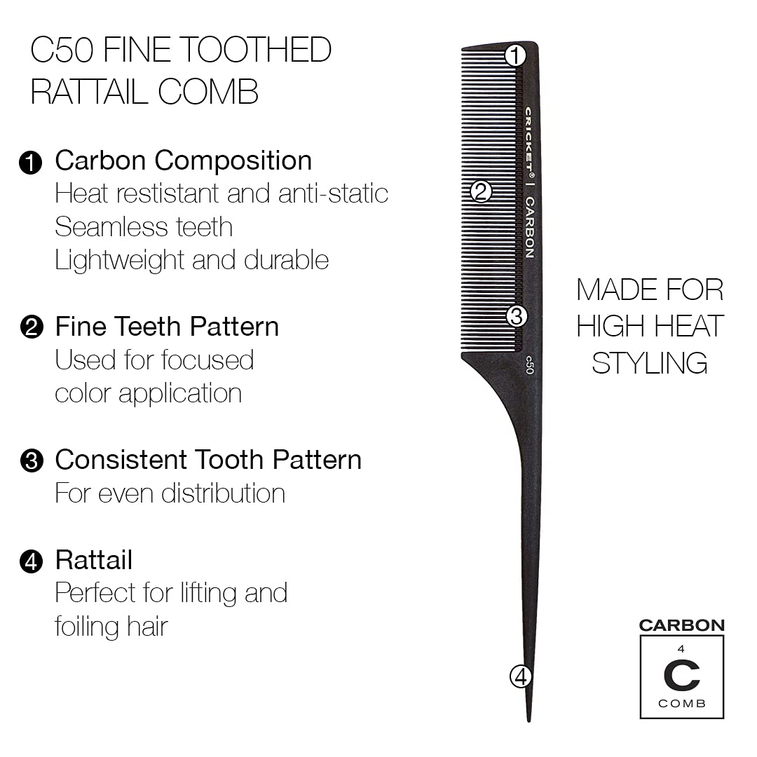 Cricket Carbon Hair Comb (Various Styles) 1 pc AD