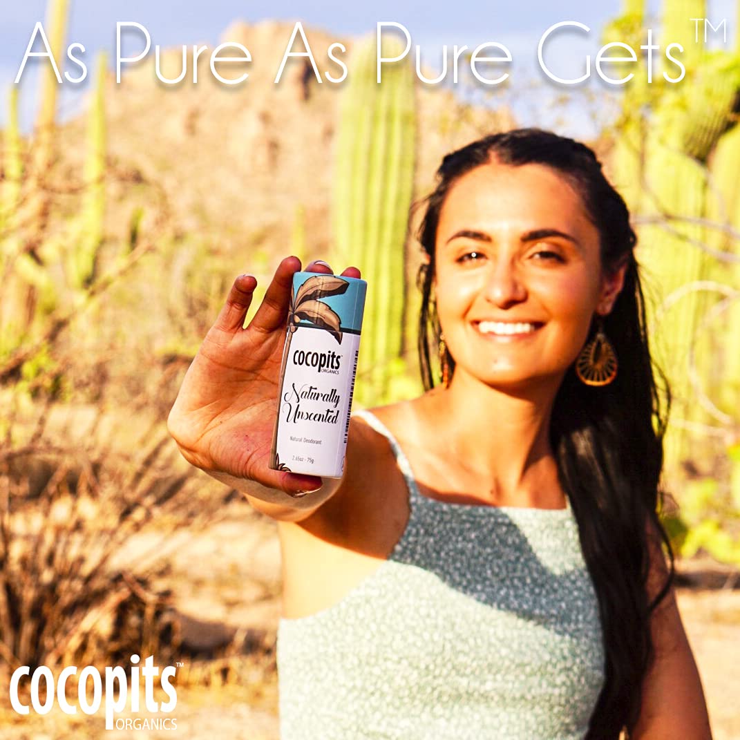 Fragrance Free Natural Vegan Deodorant for Women and Men - Unscented - Safe Aluminum-Free - Plastic Free Compostable - Coconut Oil and Organic Essential Oils - US Made - 2.65oz