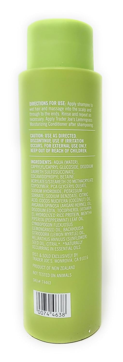 Lemongrass Moisturizing Shampoo with Argon Oil and Vitamin E by Trader Joes 15.2 oz /450 ml (Pack of 1)