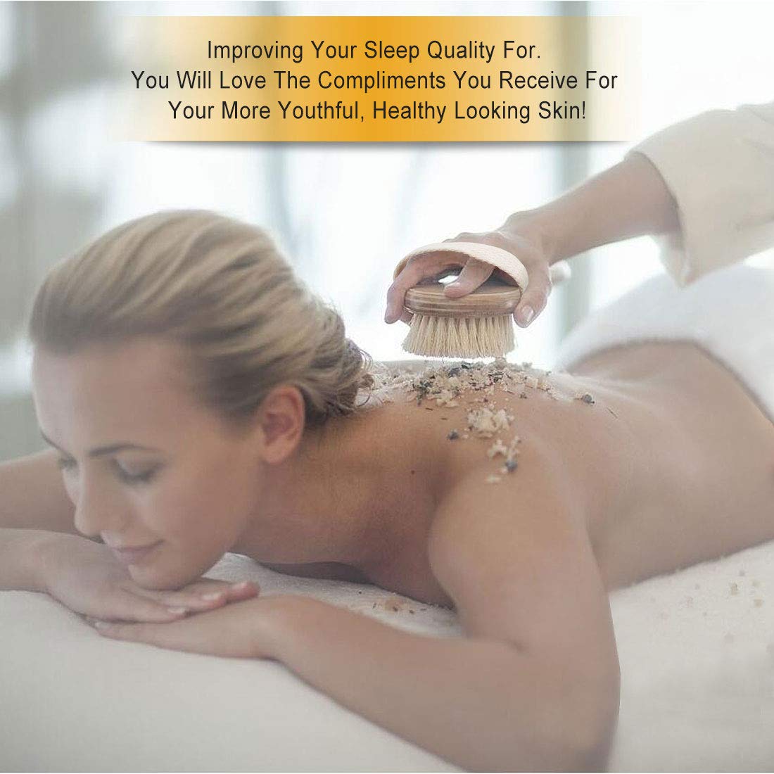 Bath Body Brush & Shower,Dry Skin Brushing with 100% Natural Boar Bristles & 16 inches Long Bamboo Detachable Handle,Back Scrubber for Exfoliates & Stimulates Blood Circulation-by Qlben