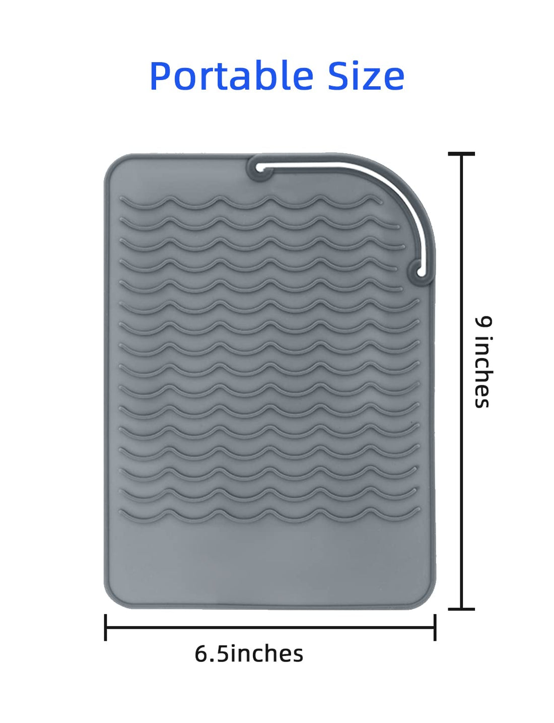 Curling Iron Holder, Heat Resistant Silicone Mat, Portable, Fast Chilling, Food Grade Material for Curling Iron, Hair Straightener, Curling Wand Storage, Grey