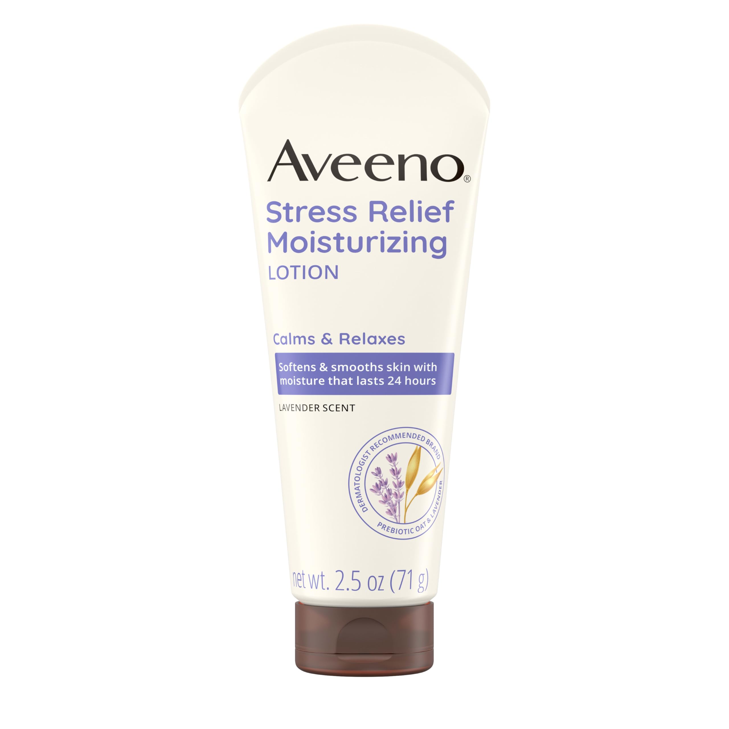 Aveeno Stress Relief Moisturizing Body Lotion with Lavender Scent & Prebiotic Oat to Calm & Relax, Non-Greasy, TSA-Approved Travel Size, 2.5 fl. oz, 12 Pack