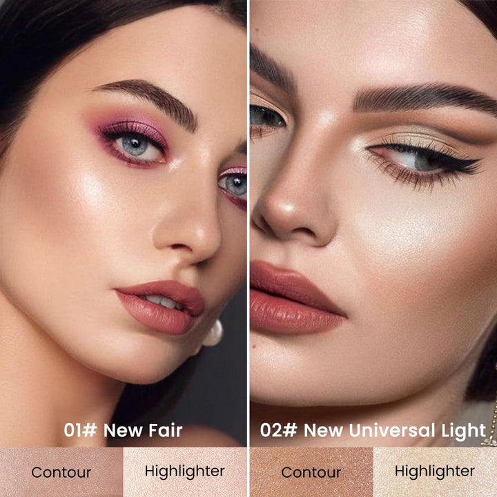Kaely 2Pcs Cream Bronzer Highlighter Stick,Face Shaping Contouring Sticks,Cheek Contour Palette Kit for Beginners,maquillaje contorno en crema Bronzing Concealer Stick,Brightens & Shades Makeup,01+02