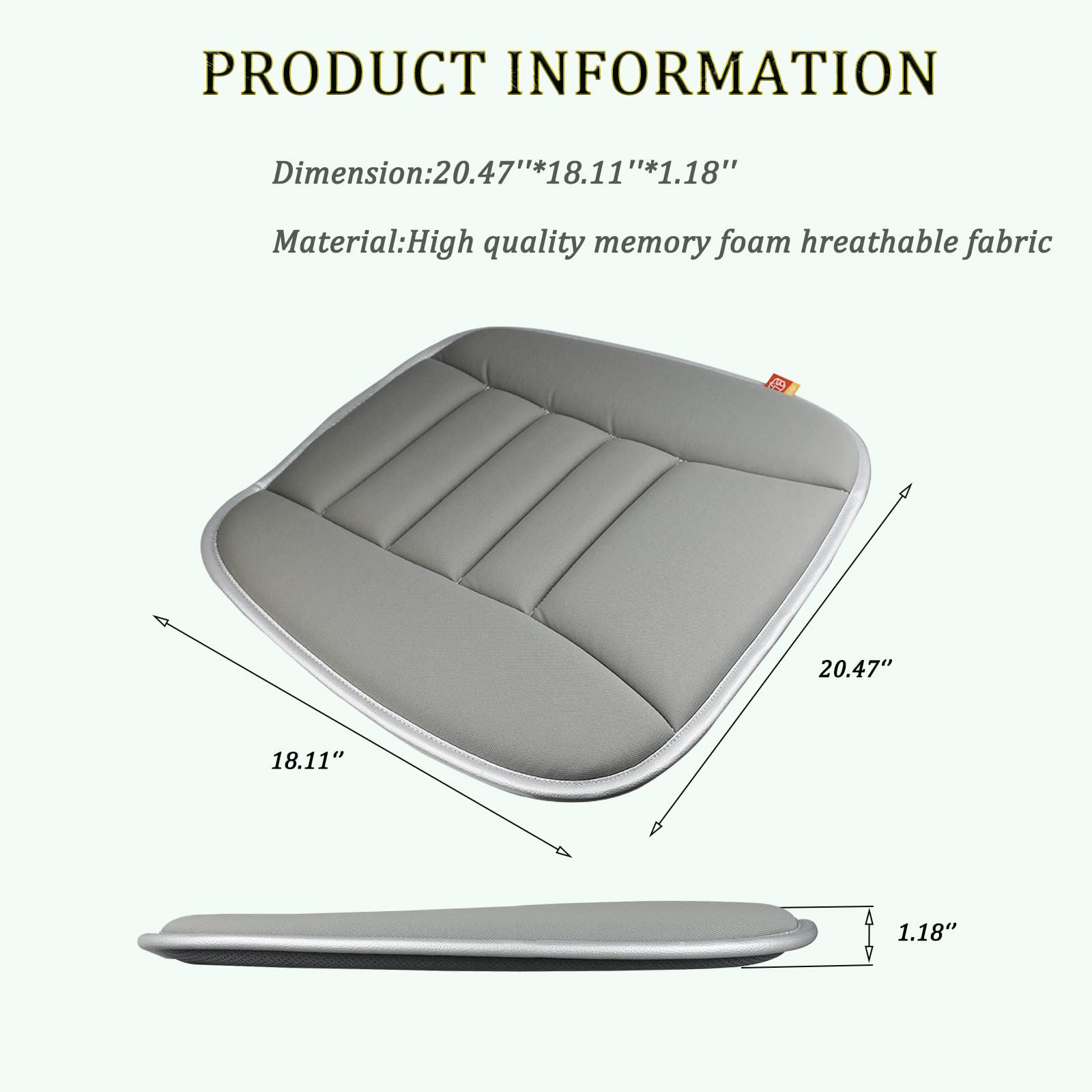 RaoRanDang Car Seat Cushion Pad for Driving Seat Cushions for Office Chairs/Truck Memory Foam Seat Cushion Comfortable and Durable, Gray