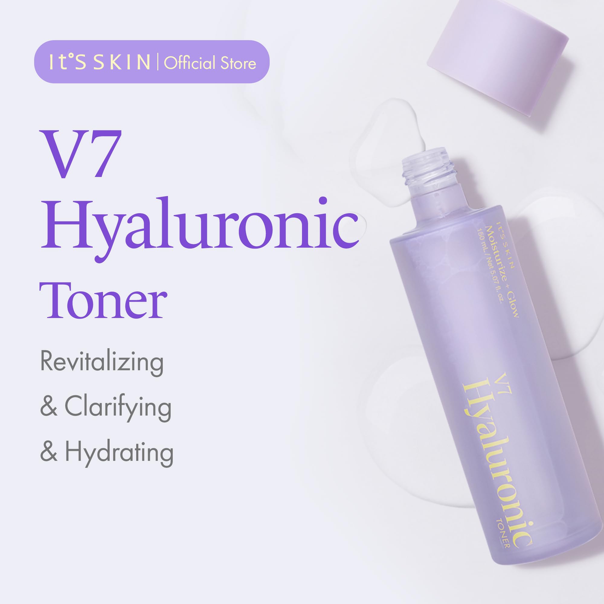 IT'S SKIN V7 Hyaluronic Toner with PHA & 7 Vitamins | Korean Hydrating Toner for Dry Skin (Pack of 1, 5.07 Fl oz.)